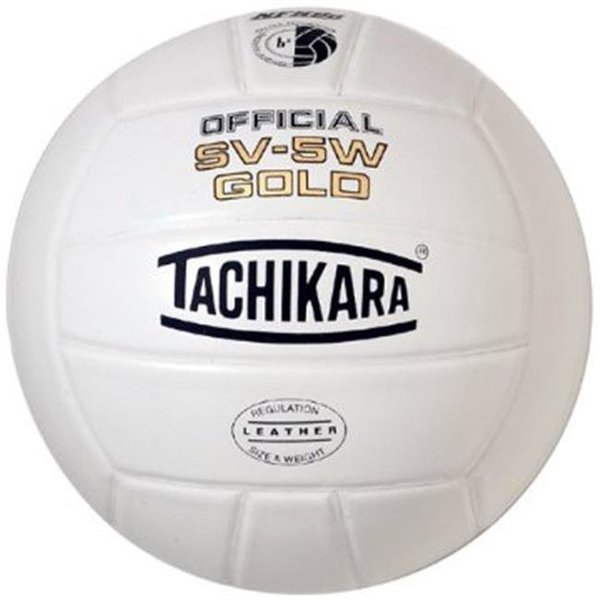 Tachikara Tachikara SV5W-GOLD.NFHS Gold Competition Premium Leather Volleyball - White SV5W-GOLD.NFHS